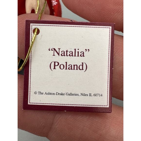 Hands Across the World Doll NATALIA Poland Doll Red Dress Small 6” W/ Bear - Picture 10 of 13